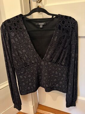 Badgley Mishka black v-neck velvet top